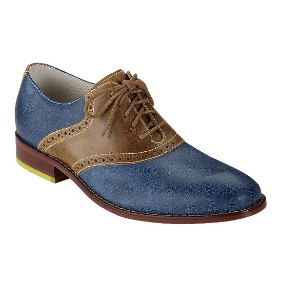 Cole Haan Air Colton Saddle Oxford Ocean Suede/Tan Outlet Online