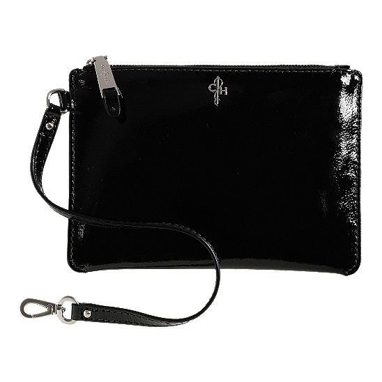Cole Haan Jitney Medium Zip Pouch Black Patent Outlet Online