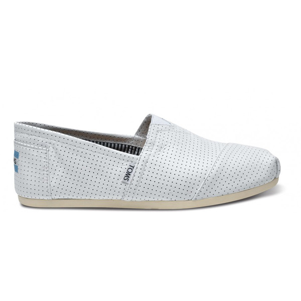 Toms Men White Perforated Leather Classics Outlet Online