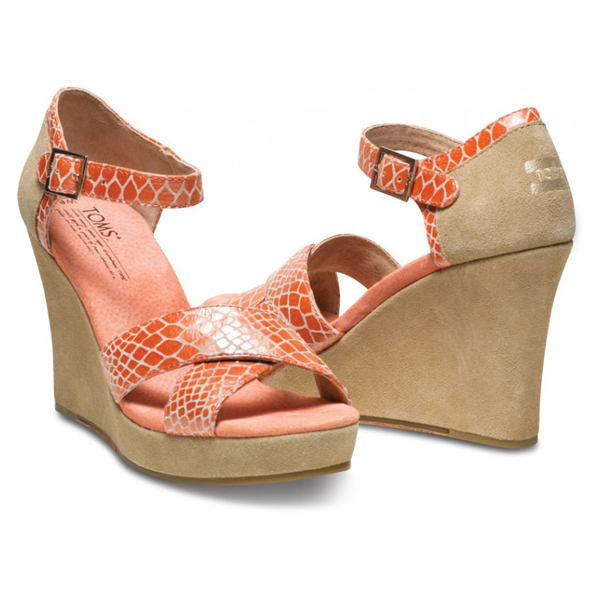 TOMS+ Coral Serpentine Strappy Wedges Outlet Online