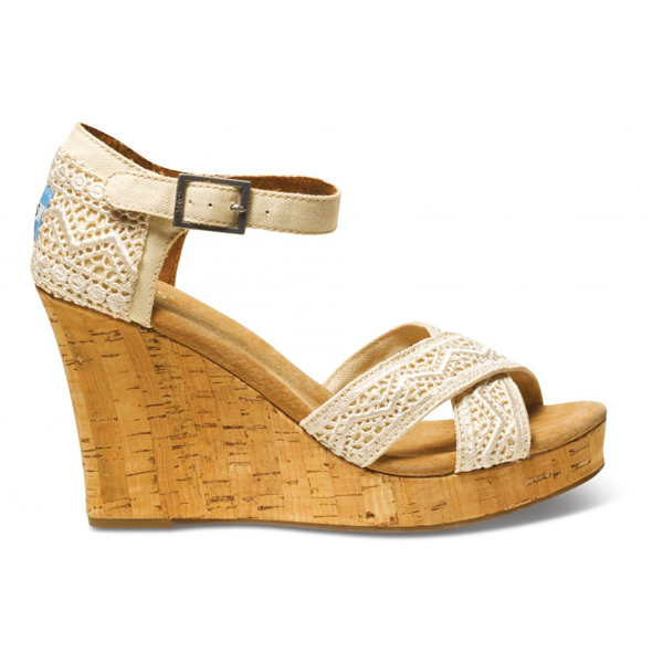 Toms Natural Crochet Women Strappy Wedges Outlet Online