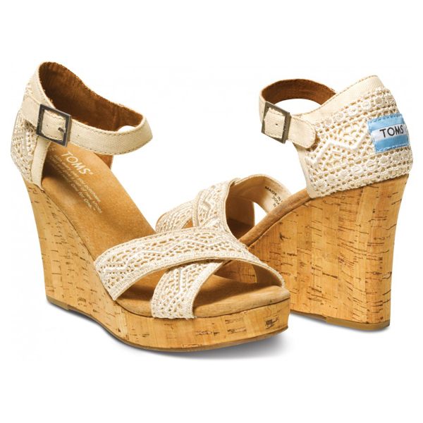 Toms Natural Crochet Women Strappy Wedges Outlet Online